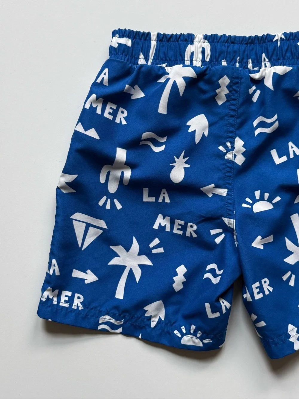 Petit Bateau Boys La Mer Blue & White Printed Swim Shorts - Size 6Y